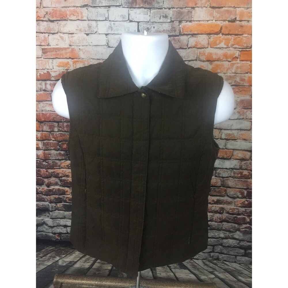 Faconnable Women's Brown Thin Quilted Sleeveless Vest Small Water Resistance